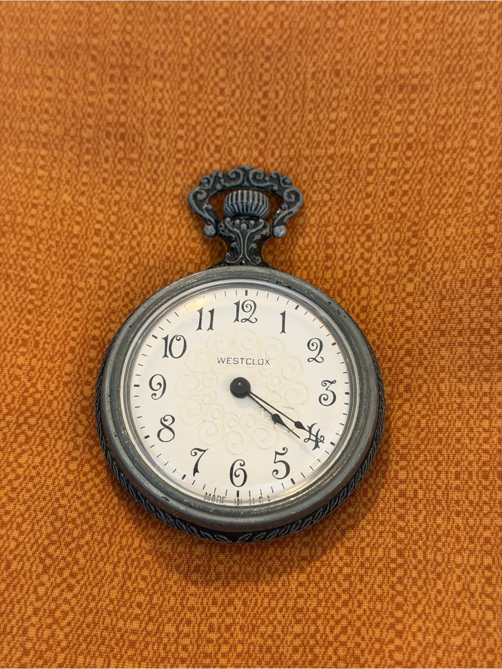 Vintage-Style Pocket Watch Accent in Orange
